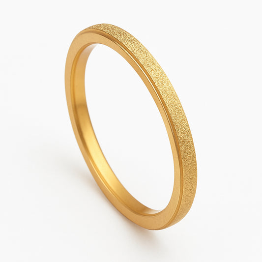 Minimalist Textured Gold Stacking Ring – Dainty 18K Gold Plated Band