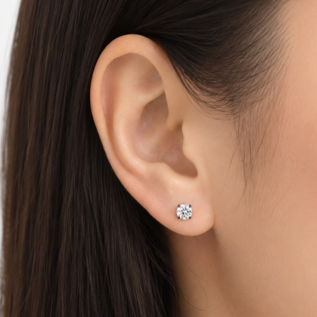 Black Flat Back CZ Stud Earrings
