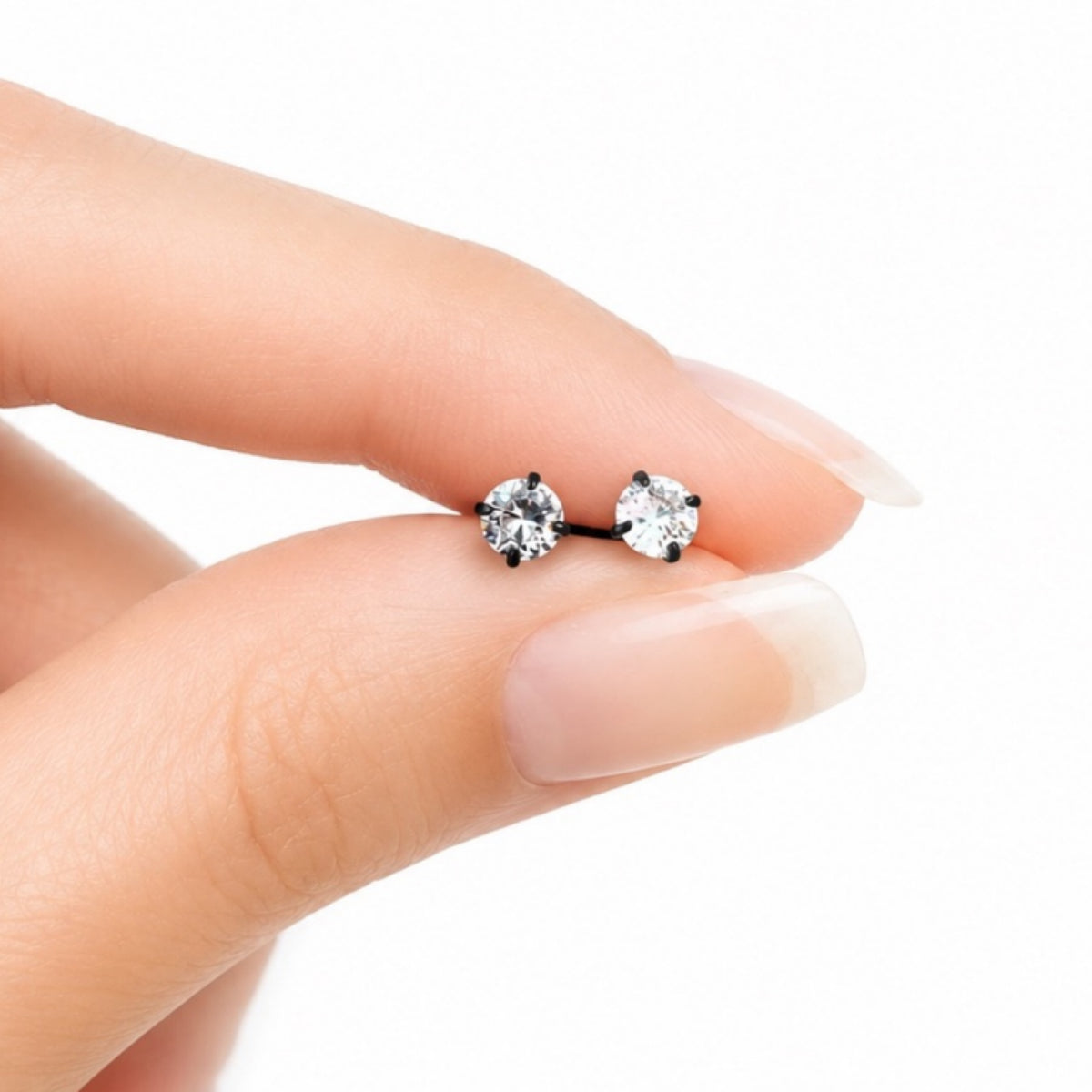 Black Flat Back CZ Stud Earrings