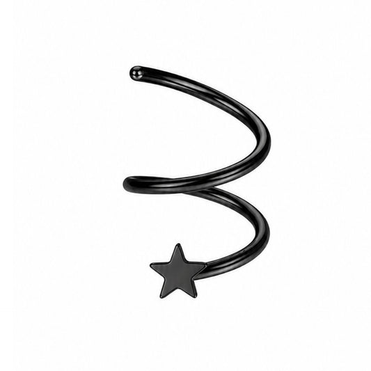 Black Star Helix Wrap Cartilage Earring