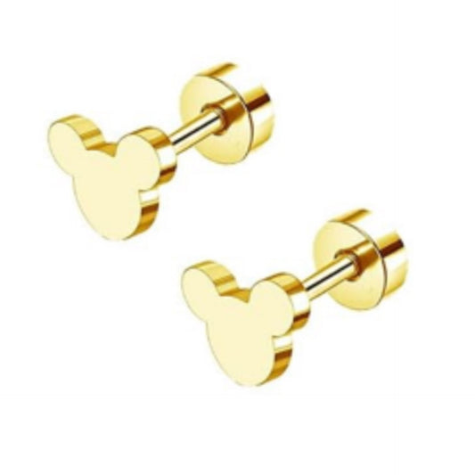 Mickey Mouse Ears Flat Back Stud Earrings