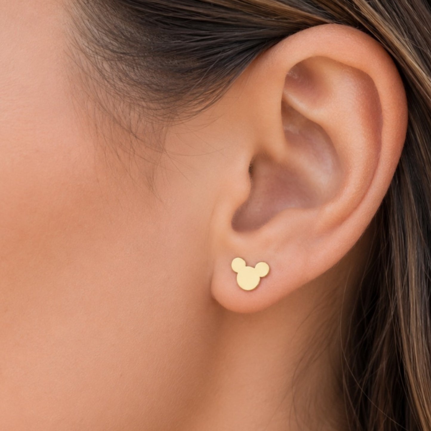 Mickey Mouse Ears Flat Back Stud Earrings