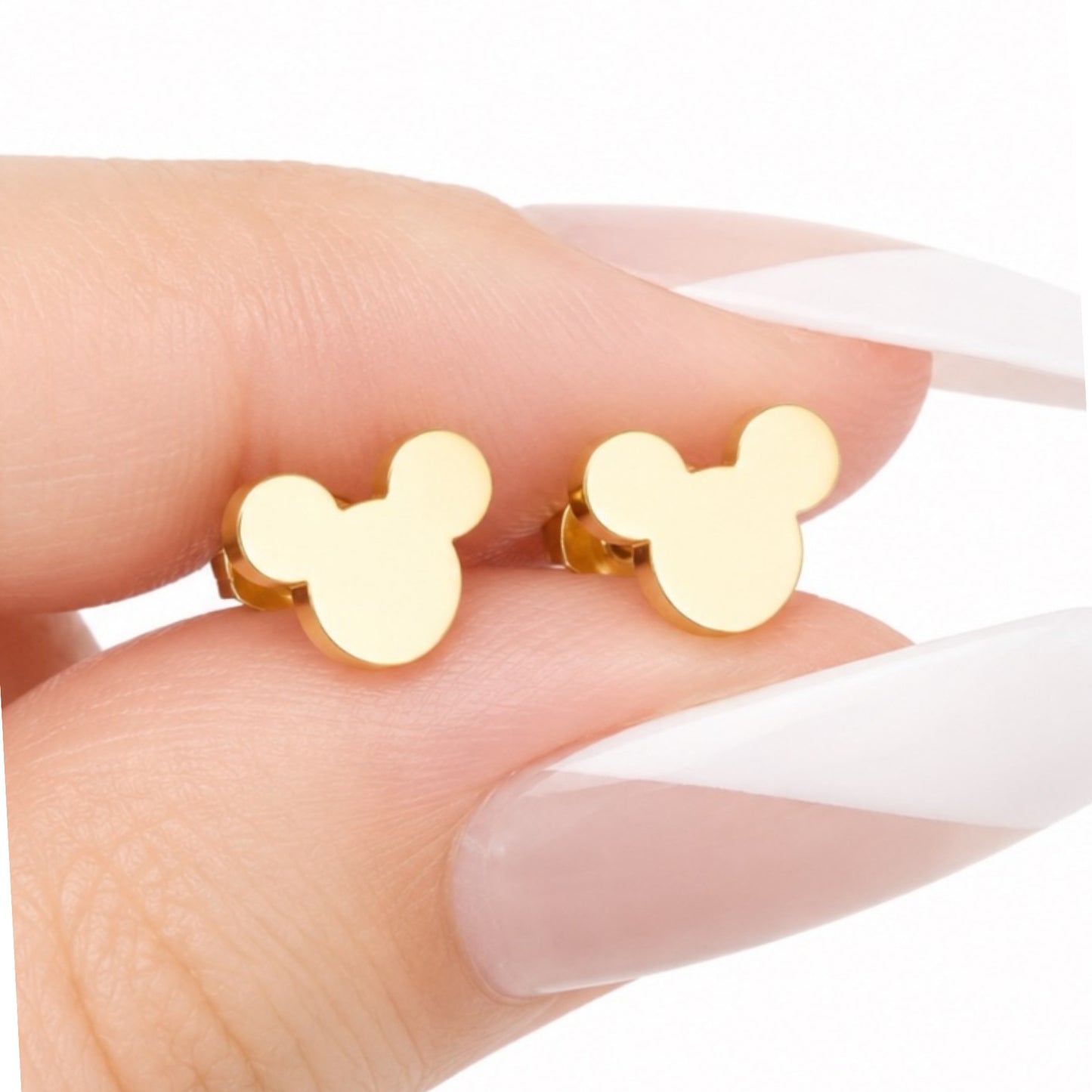 Mickey Mouse Ears Flat Back Stud Earrings