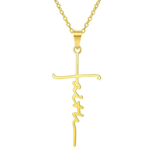 Simple Minimalist Gold Faith Cross Necklace