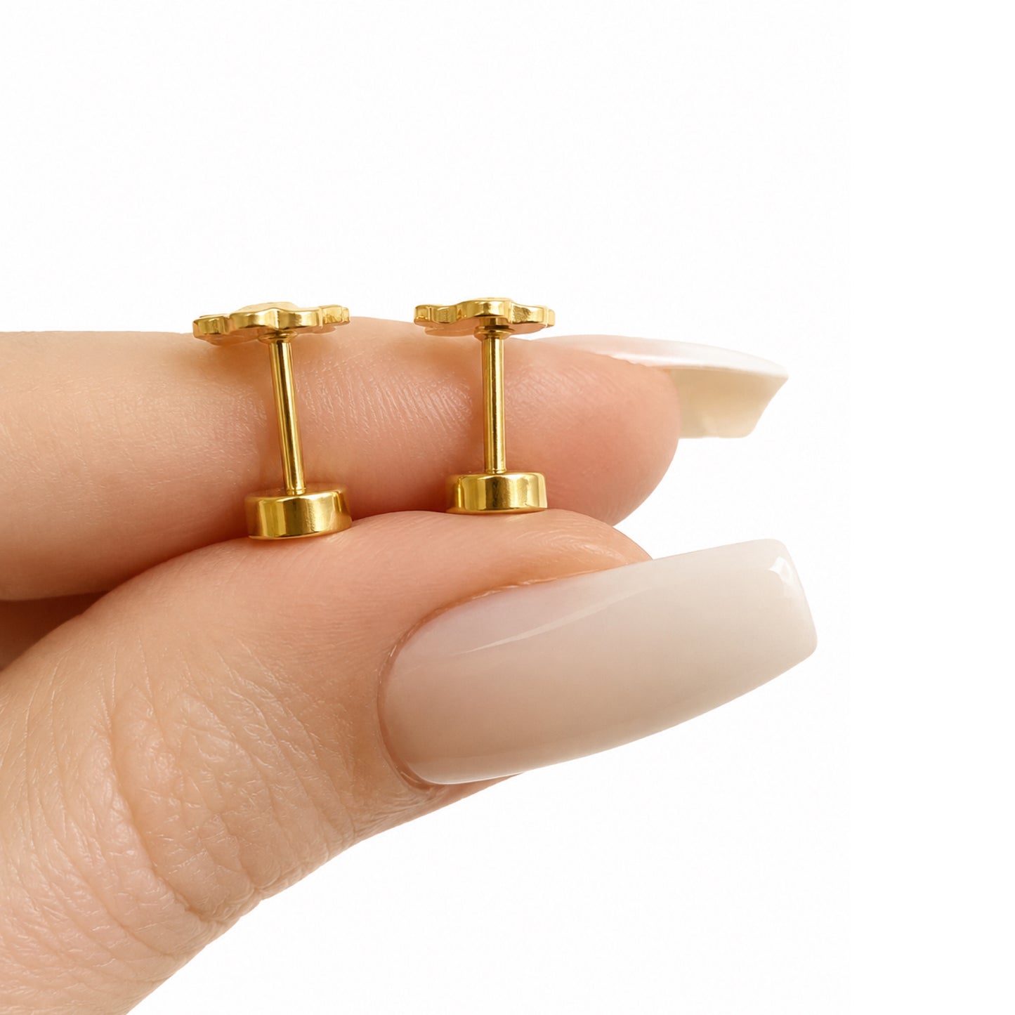 Gold Snake Flat Back Stud Earrings