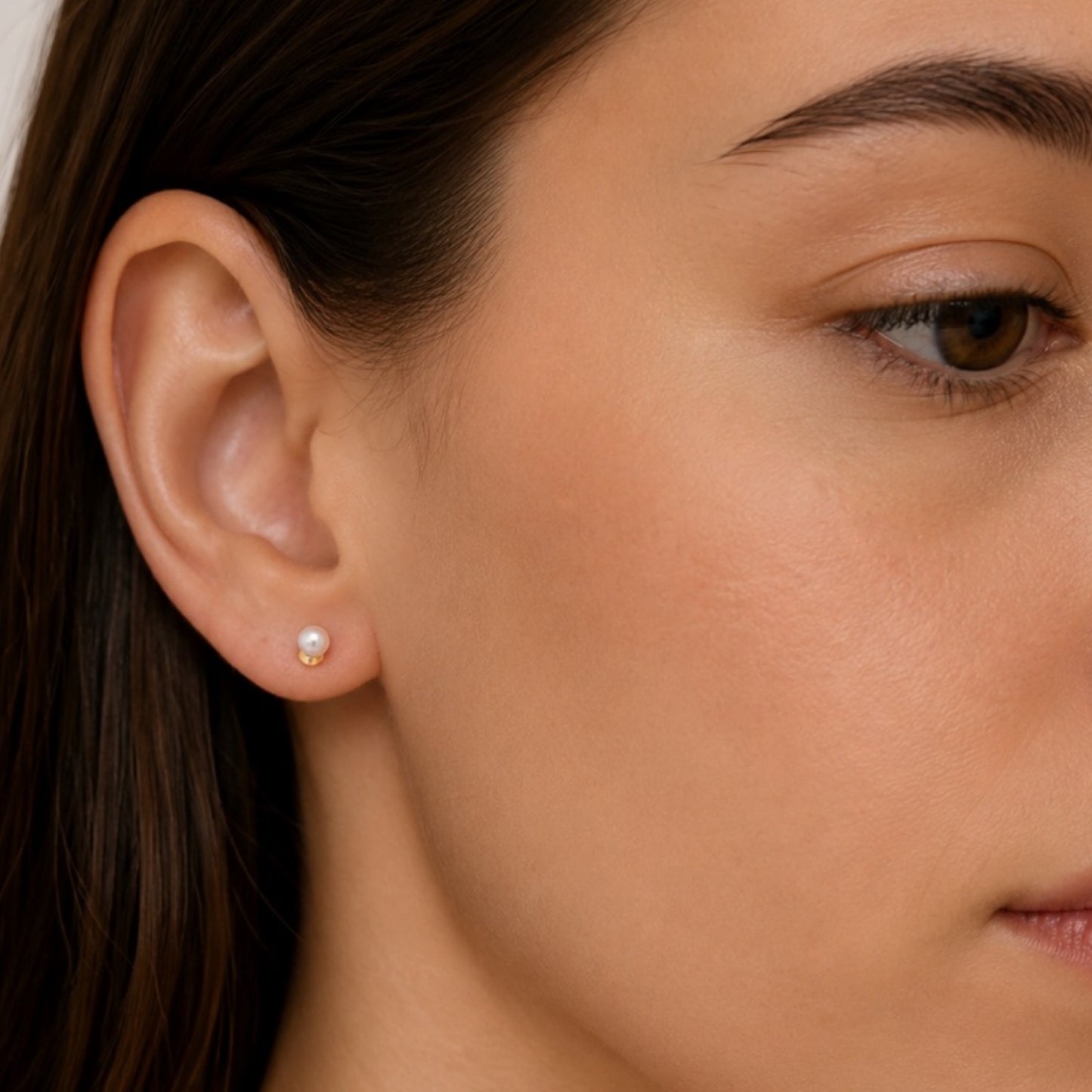 Gold Pearl Flat Back Stud Earrings