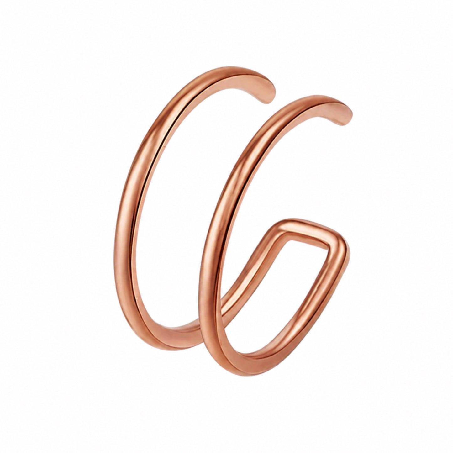 Rose Gold Double Hoop Clip-On Ear Cuff