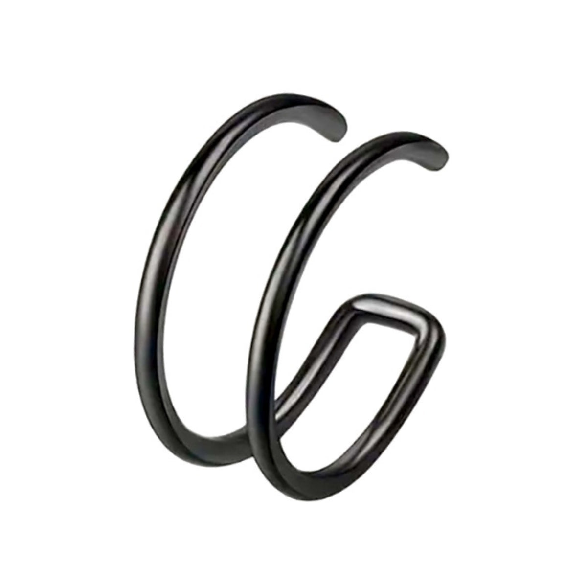 Black Double Hoop Clip-On Ear Cuff