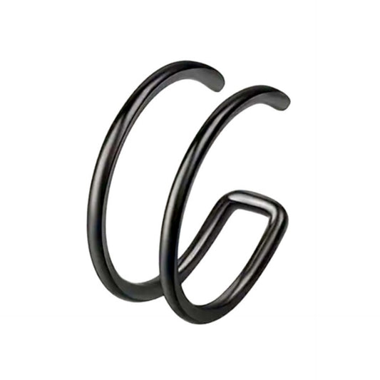 Black Double Hoop Clip-On Ear Cuff
