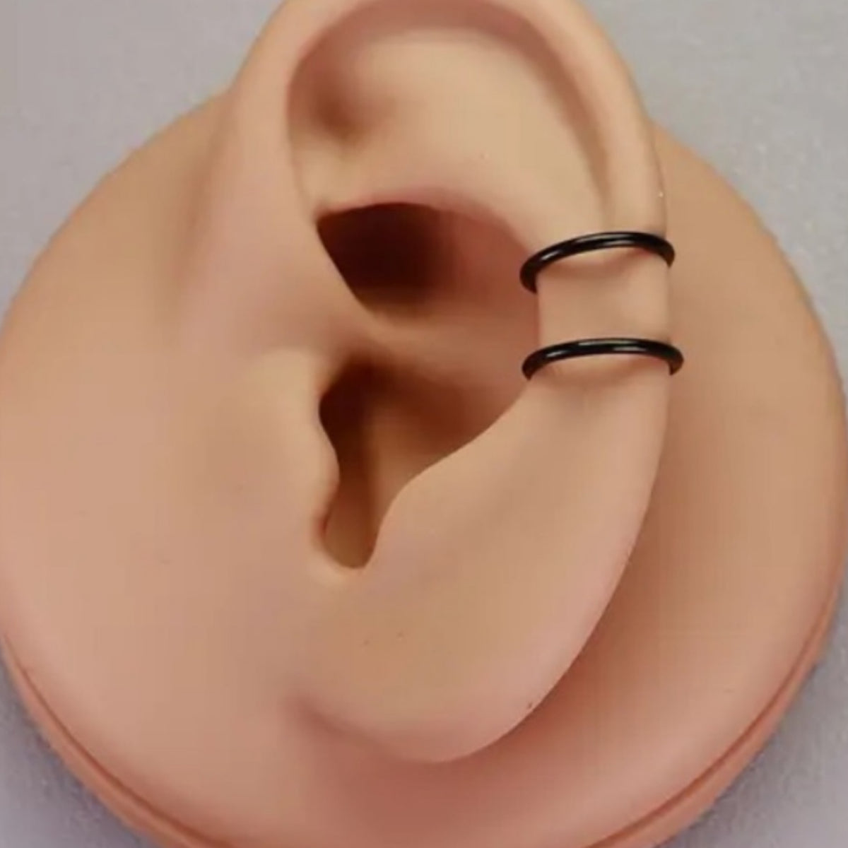 Black Double Hoop Clip-On Ear Cuff