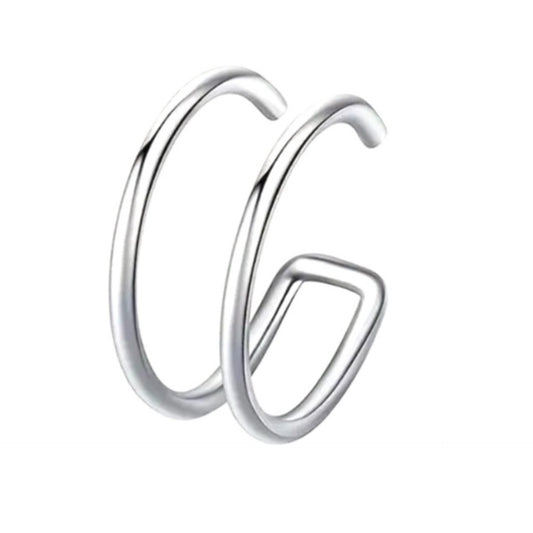 Stainless Steel Double Hoop Clip-On Ear Cuff