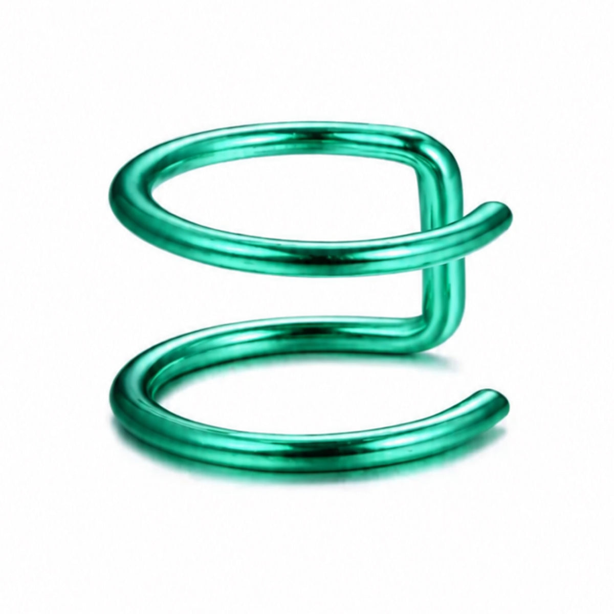 Green Double Hoop Clip-On Ear Cuff