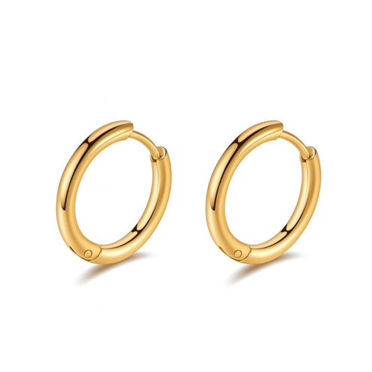 18K Gold Plated 12mm Huggie Hoop Earrings – Stainless Steel, Hypoallergenic