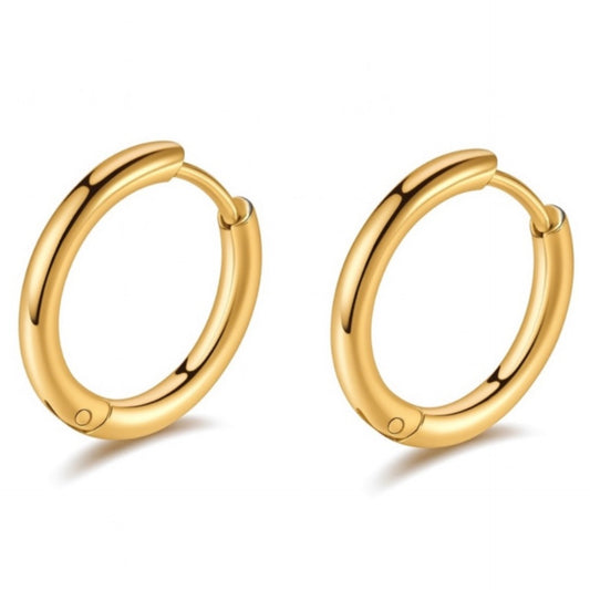 18K Gold Plated 16mm Huggie Hoop Earrings – Stainless Steel, Hypoallergenic