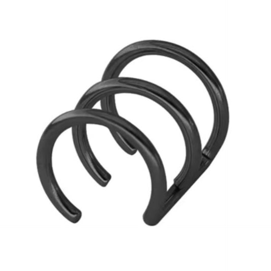 Black Triple Clip-On Ear Cuff