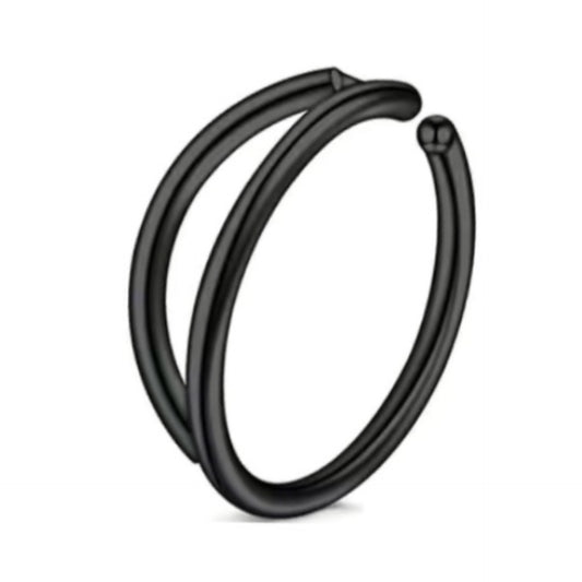 Black Double Fixed Nose Hoop Ring