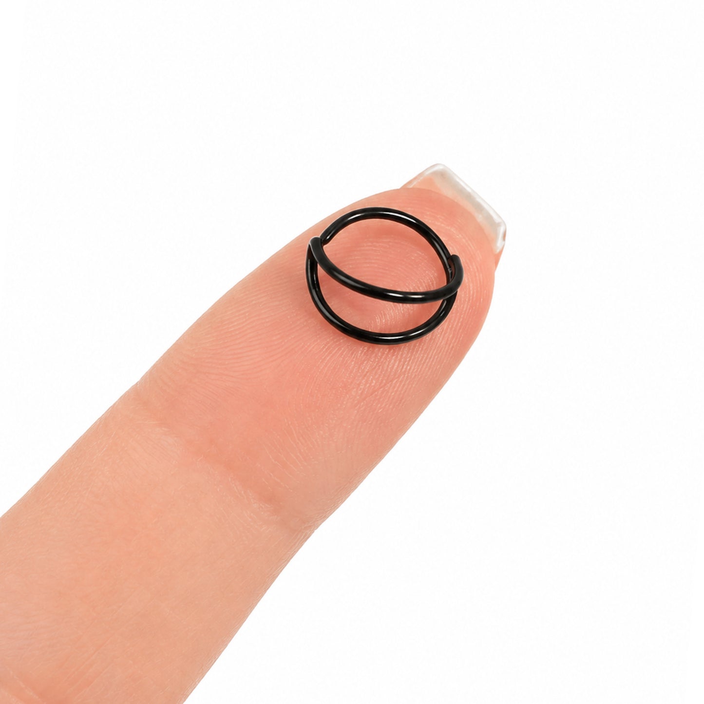 Black Double Fixed Nose Hoop Ring