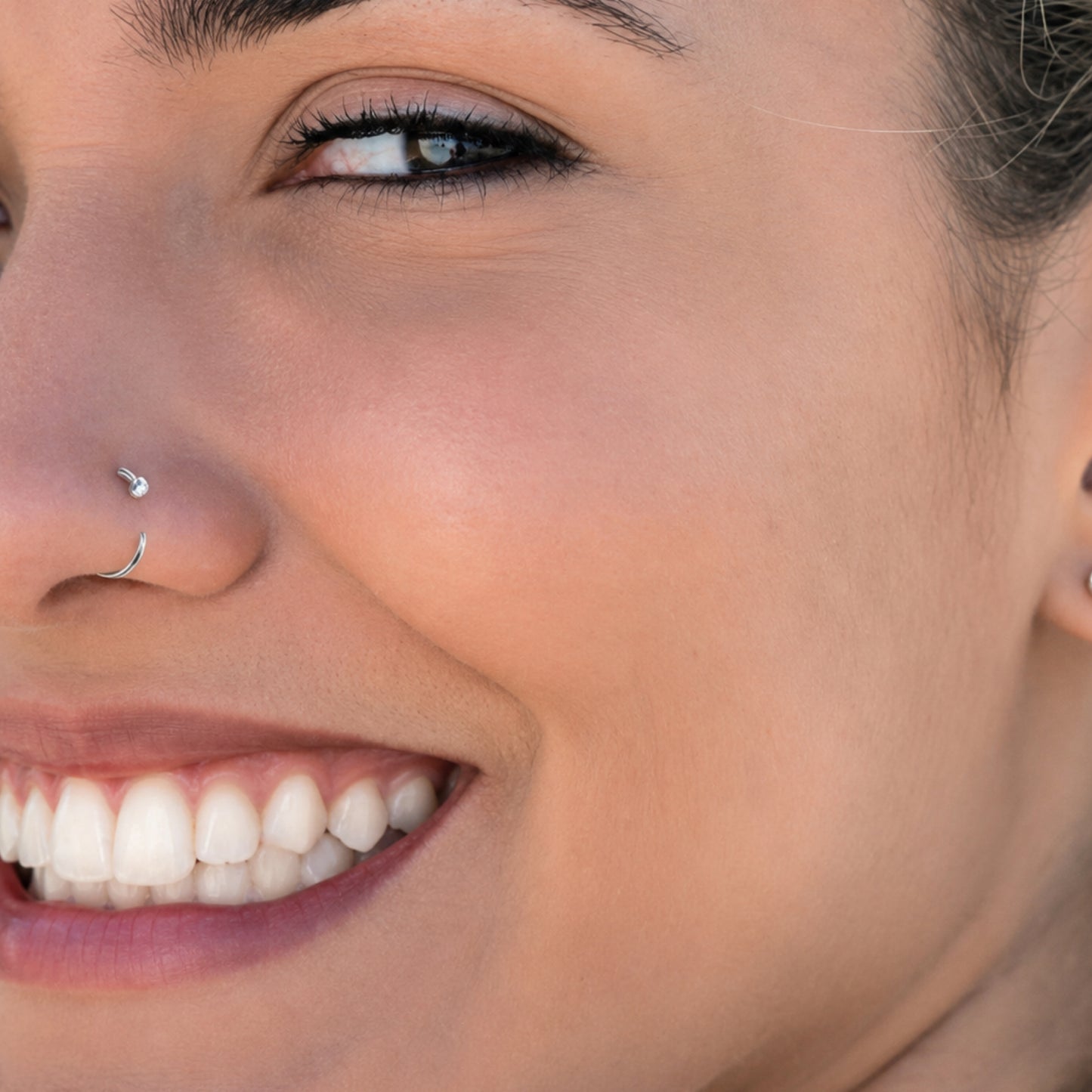 Black Nail Head Half Fixed Nose Hoop Ring