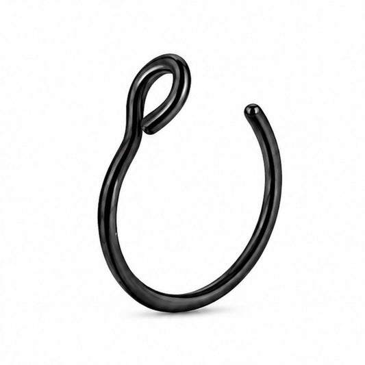 Black Fixed Loop Half Hoop Nose Ring