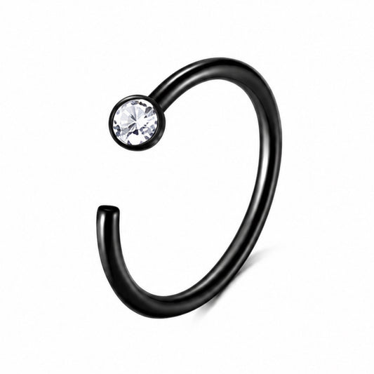 Black Fixed CZ Half Hoop Nose Ring
