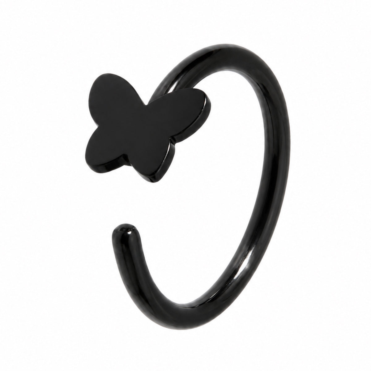 Black Butterfly Fixed Half Hoop Nose Ring