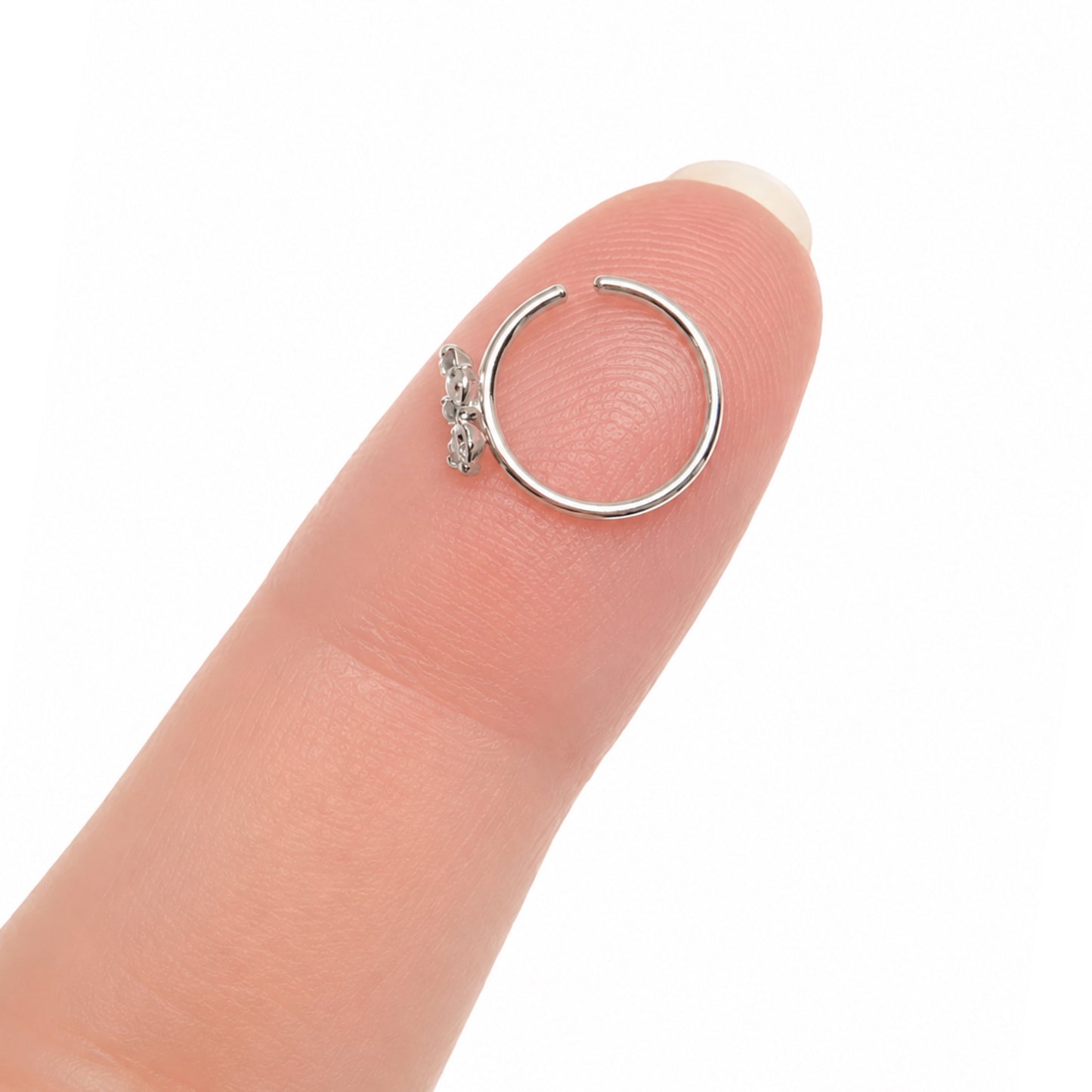 Flower CZ Fixed Hoop Nose Ring