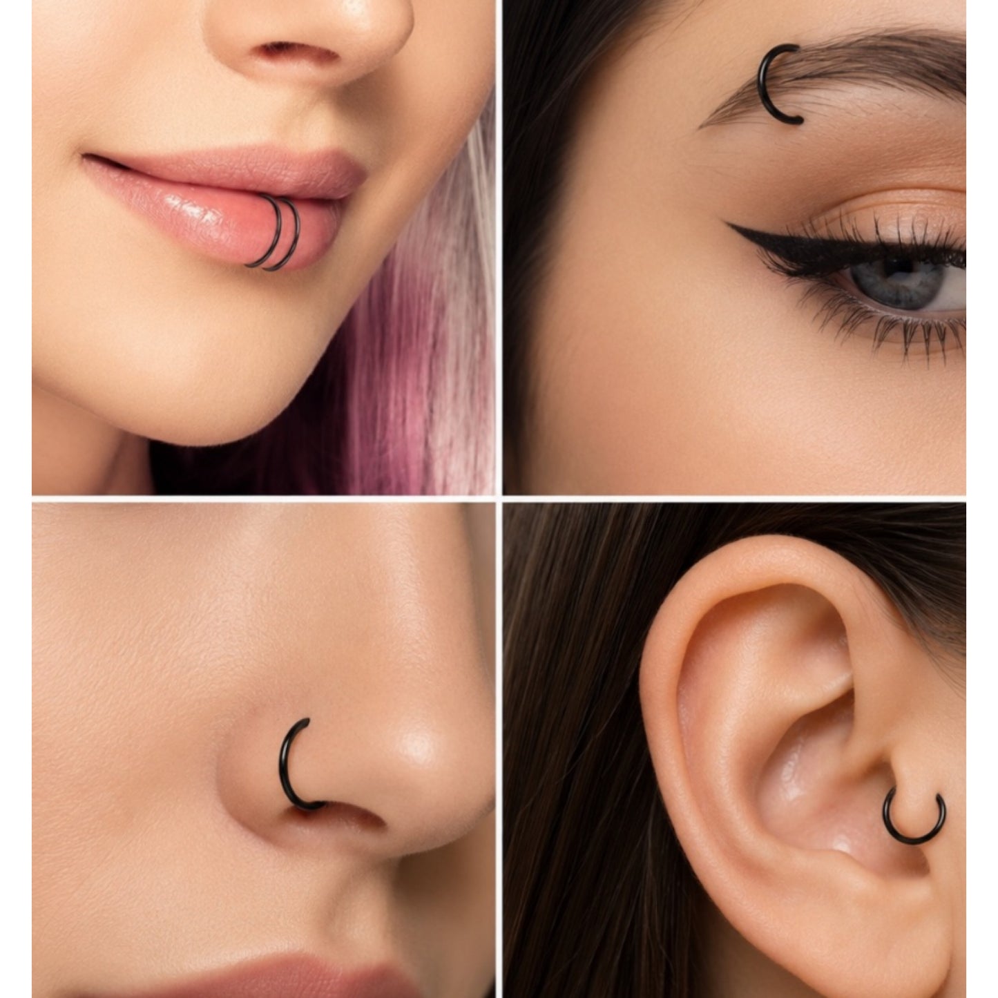 Black Fixed Hoop Nose Ring