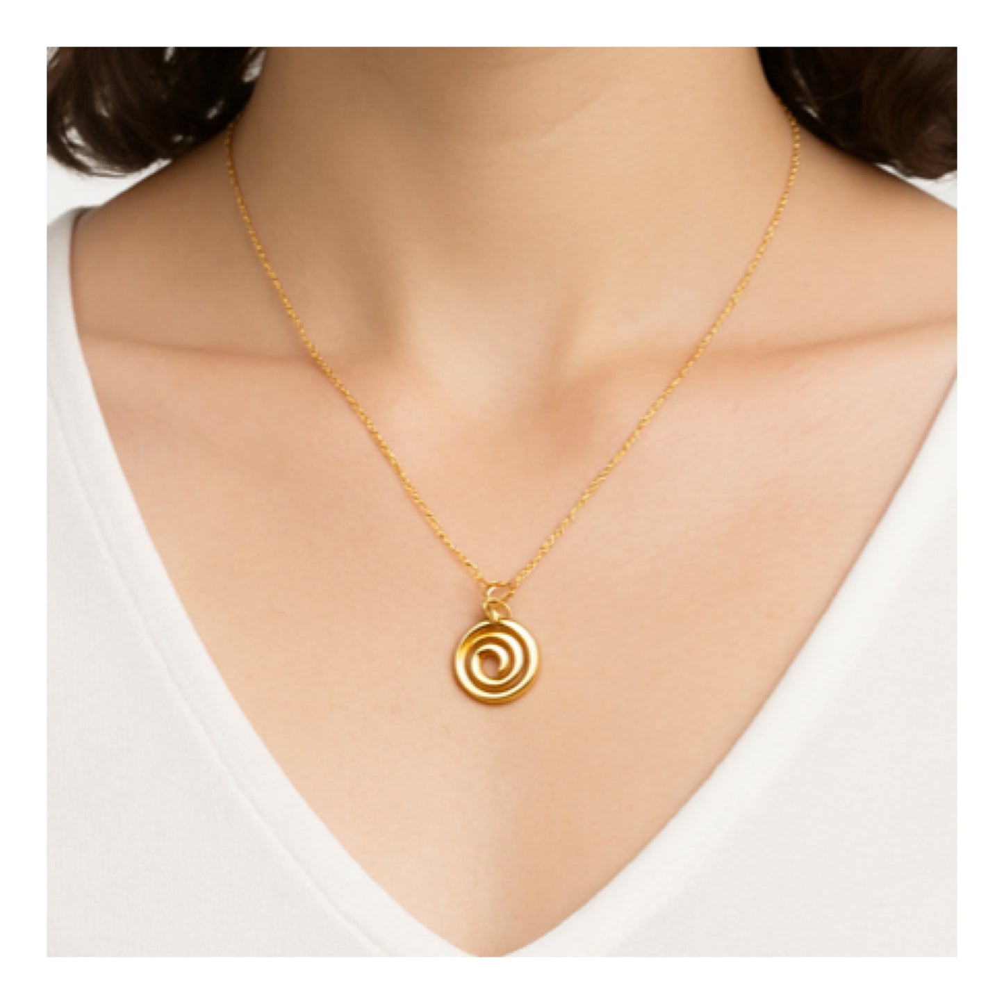 Tiny Gold Spiral Pendant Necklace – 18K Gold Plated Stainless Steel