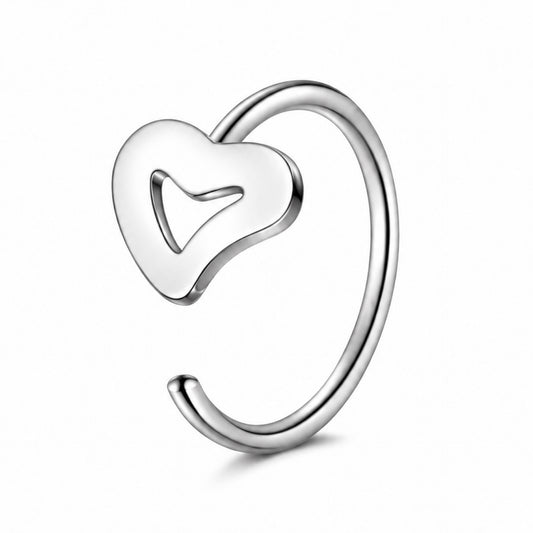 Heart Fixed Half Hoop Nose Ring
