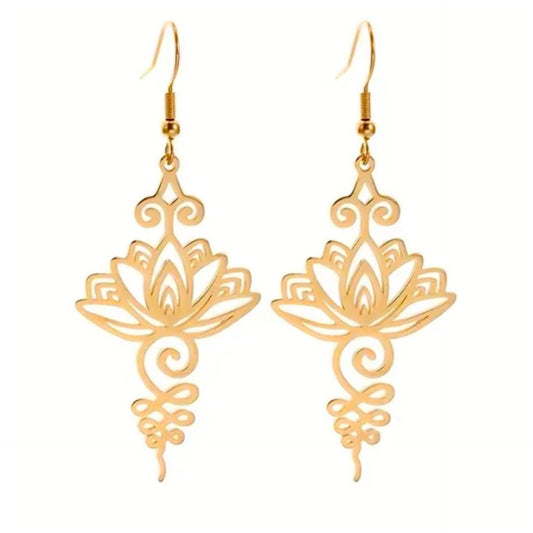 Gold Cutout Lotus Flower Earrings