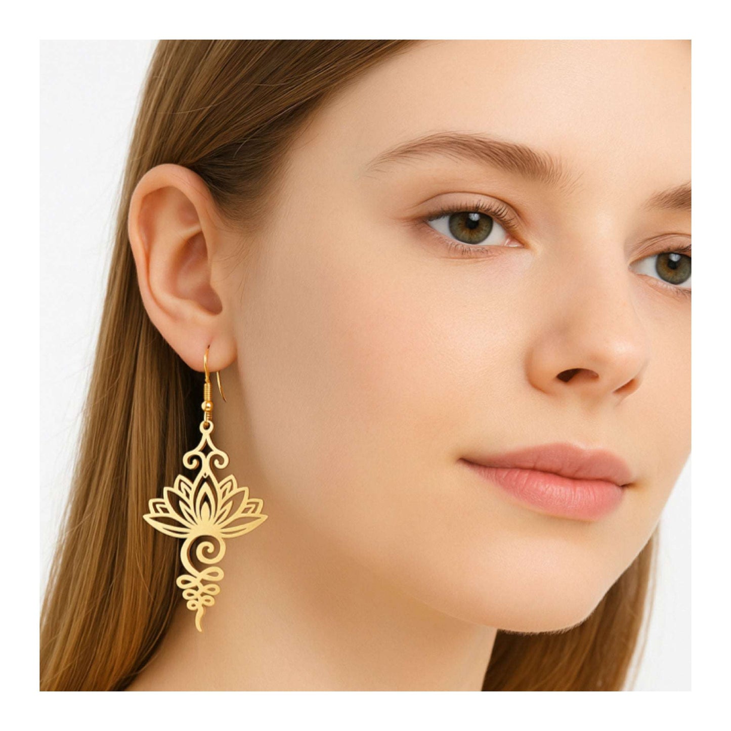 Gold Cutout Lotus Flower Earrings