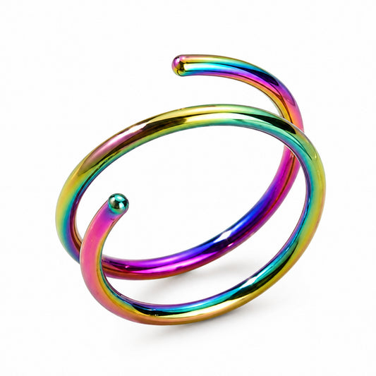 Rainbow Spiral Hoop Nose Ring