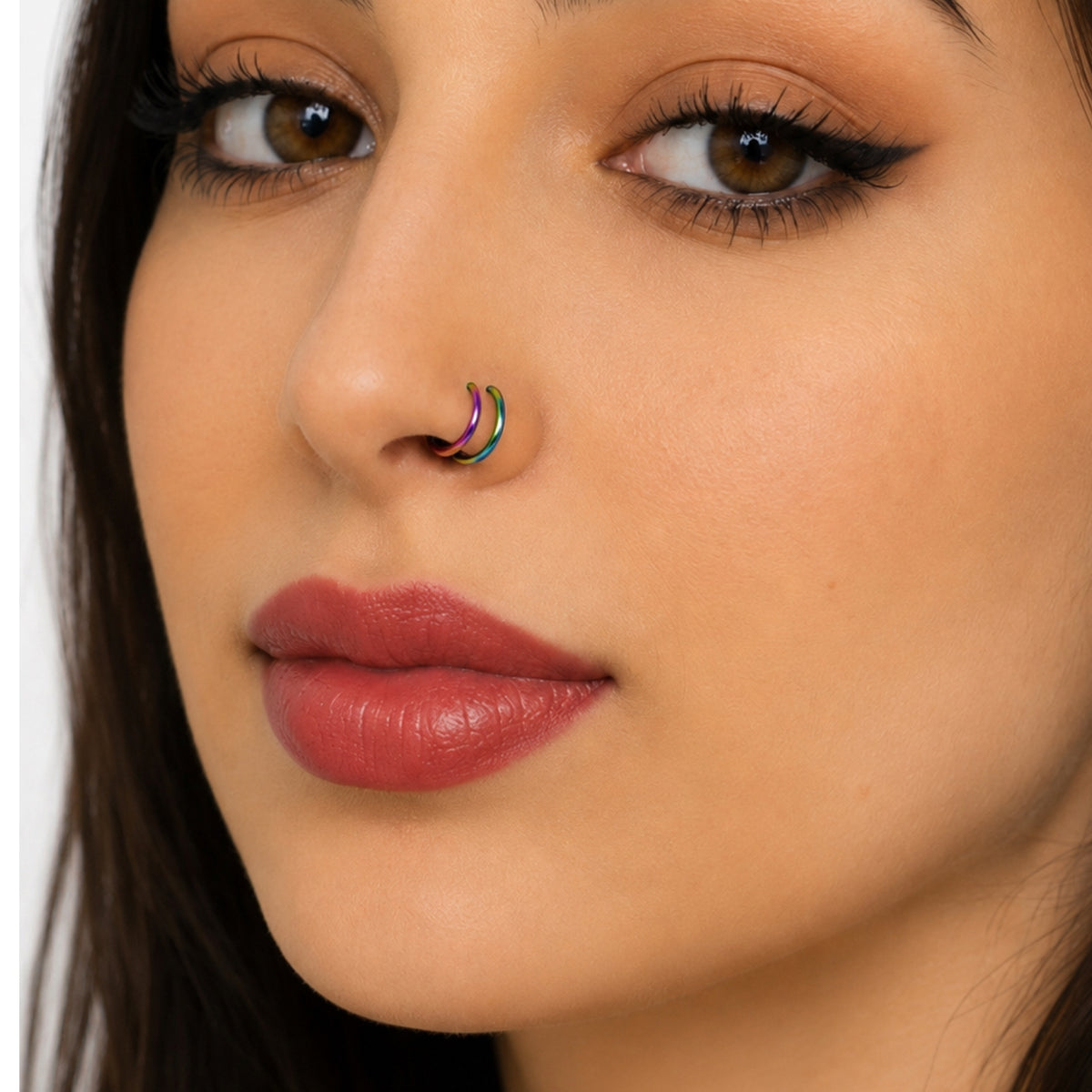 Rainbow Spiral Hoop Nose Ring