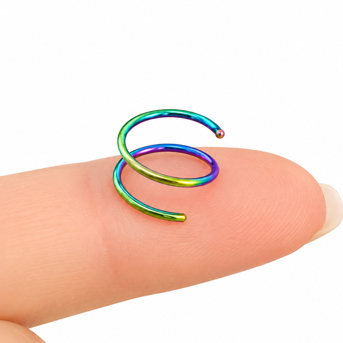 Rainbow Spiral Hoop Nose Ring