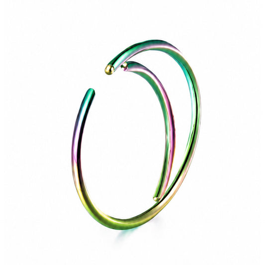 Rainbow Crescent Moon Fixed Hoop Nose Ring