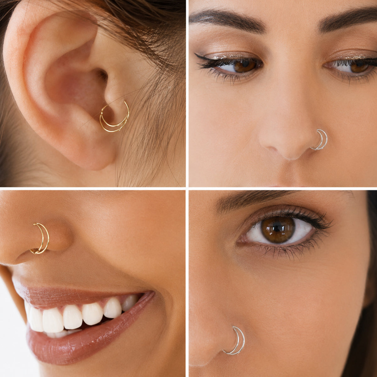 Rainbow Crescent Moon Fixed Hoop Nose Ring