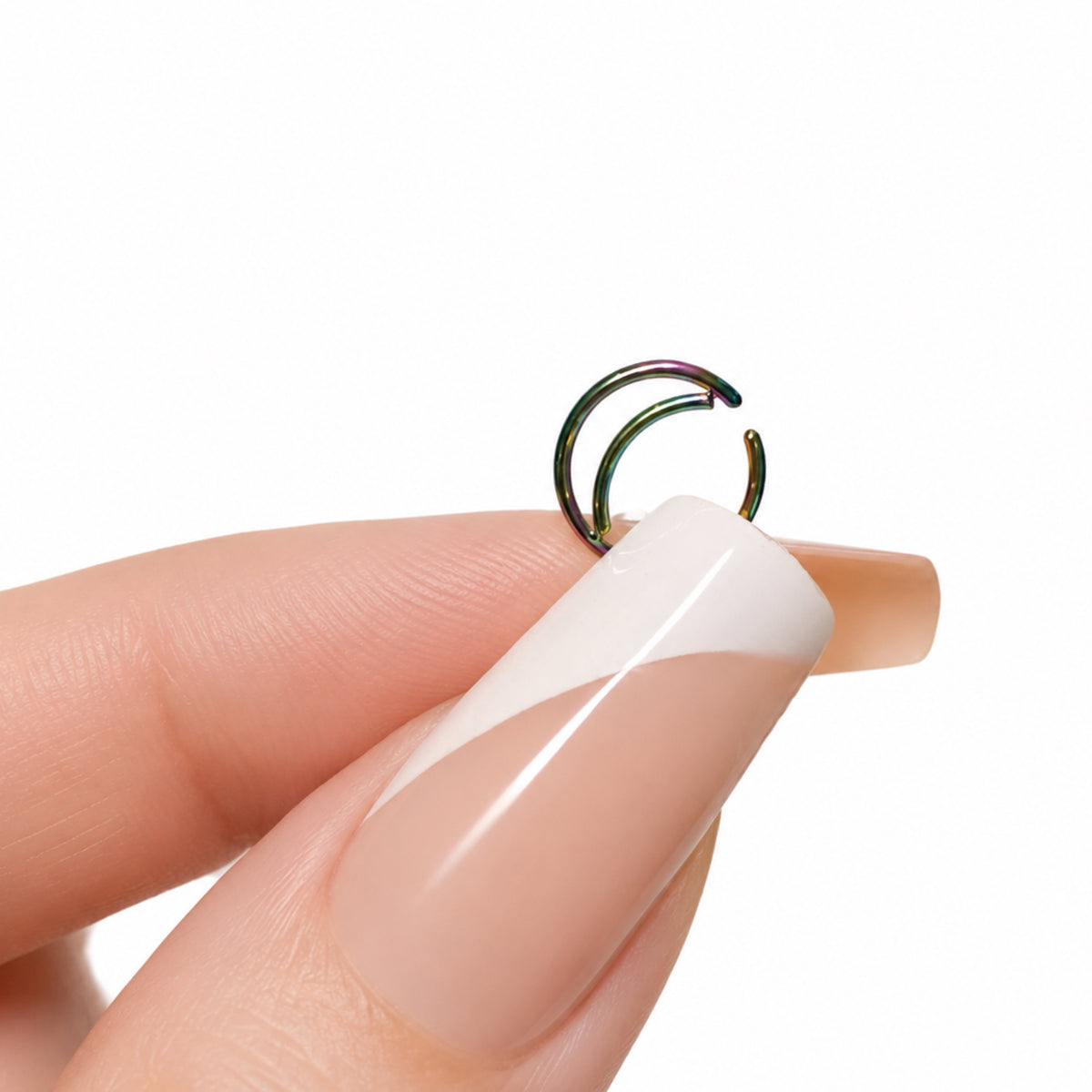 Rainbow Crescent Moon Fixed Hoop Nose Ring