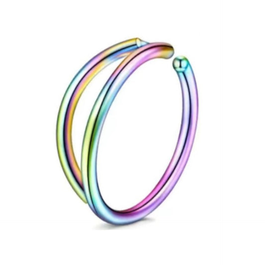 Rainbow Faux Double Hoop Nose Ring