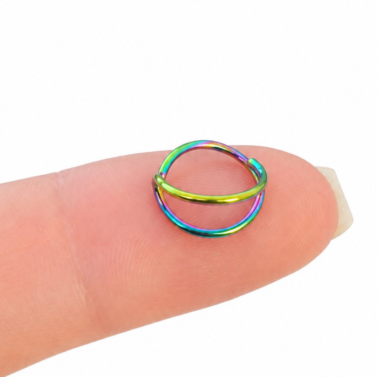 Rainbow Faux Double Hoop Nose Ring