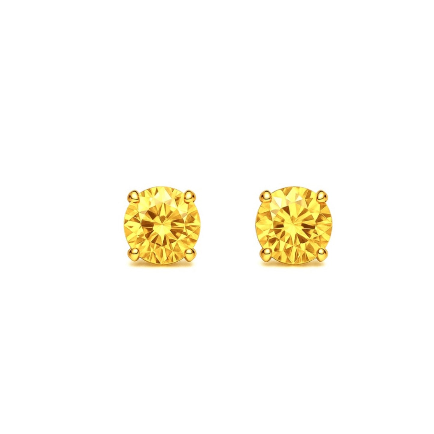 5mm Yellow Cubic Zirconia Gold Barbell Earrings – 18k GP with Ball Ends
