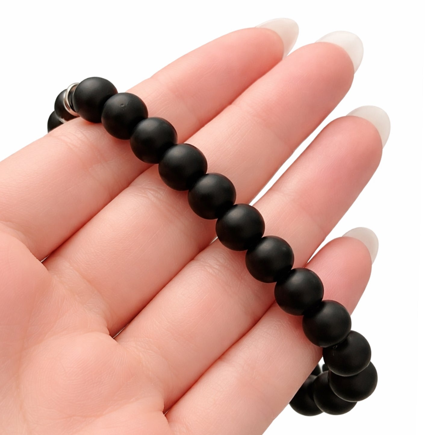 Matte Black Beaded Bracelet with Tiger Eye & Lava Stone Diffuser
