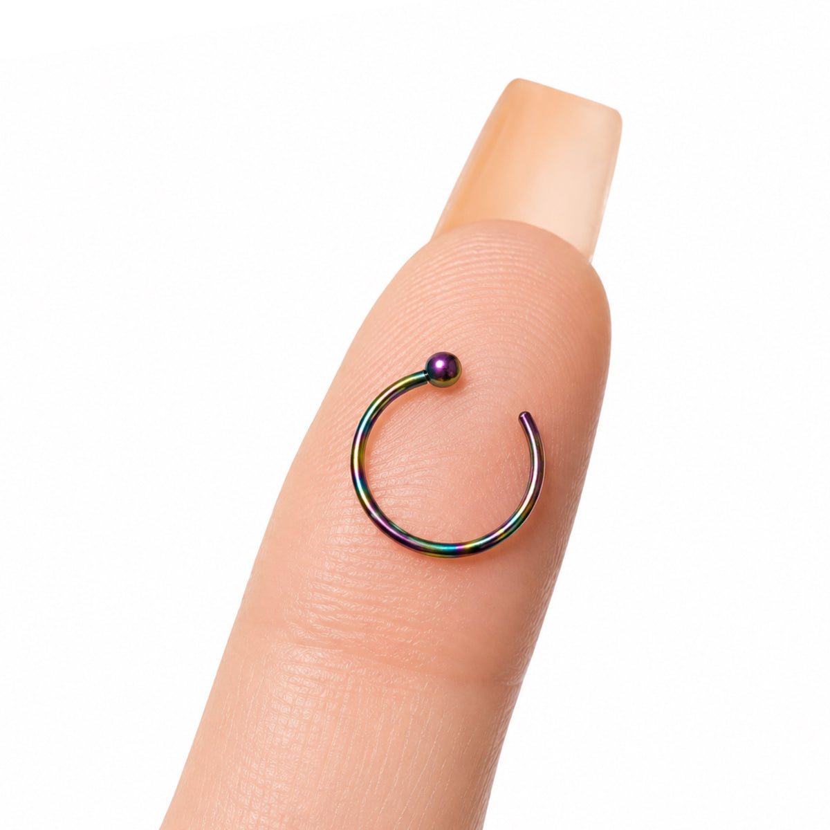 Rainbow CZ Fixed Half Hoop Nose Ring