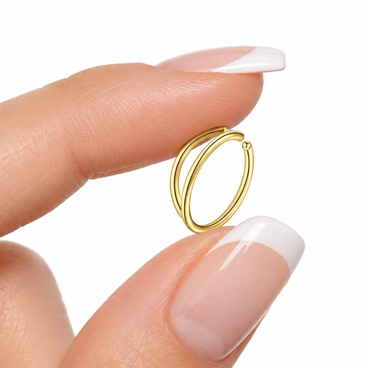 Gold Fixed Faux Double Hoop Nose Ring