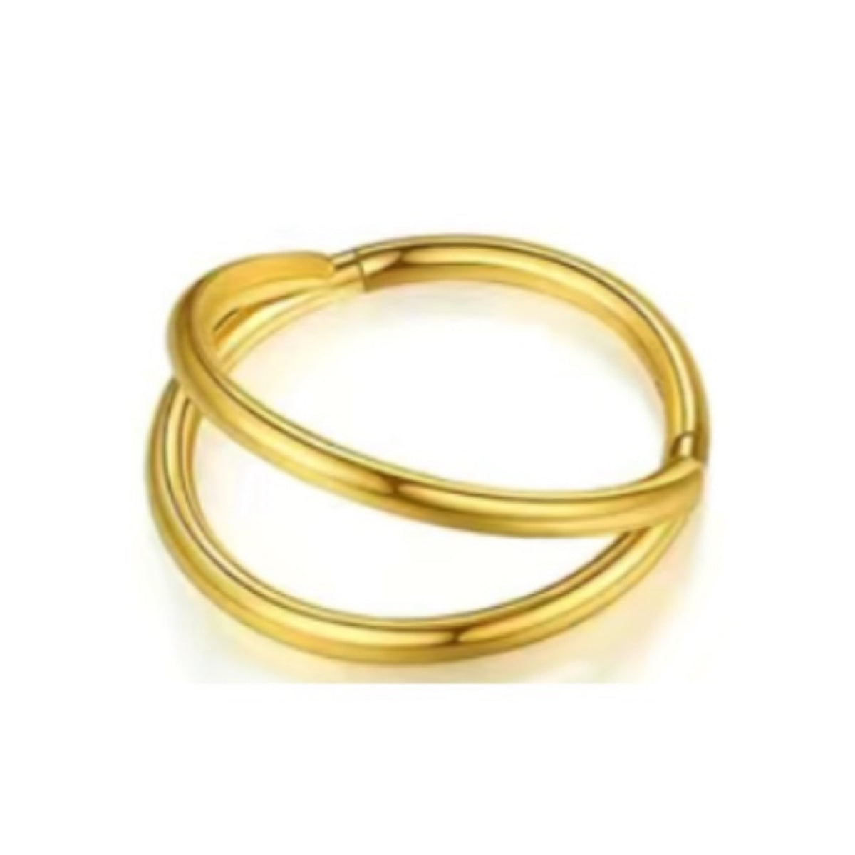 Gold Fixed Faux Double Hoop Nose Ring