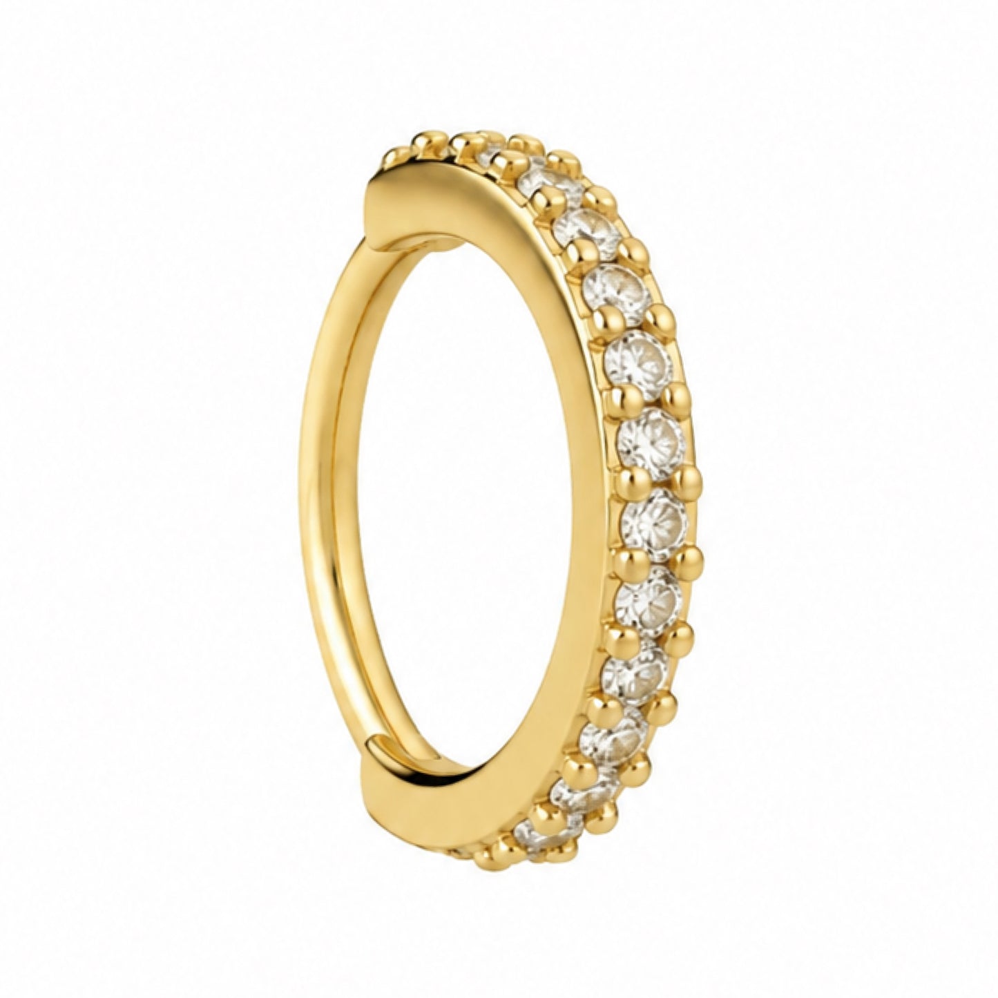 Gold CZ Fixed Hoop Nose Ring