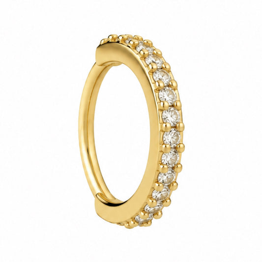 Gold CZ Fixed Hoop Nose Ring