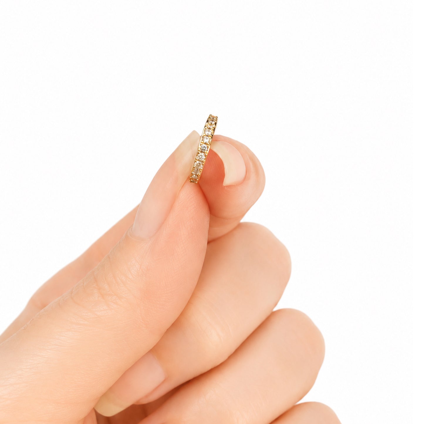 Gold CZ Fixed Hoop Nose Ring