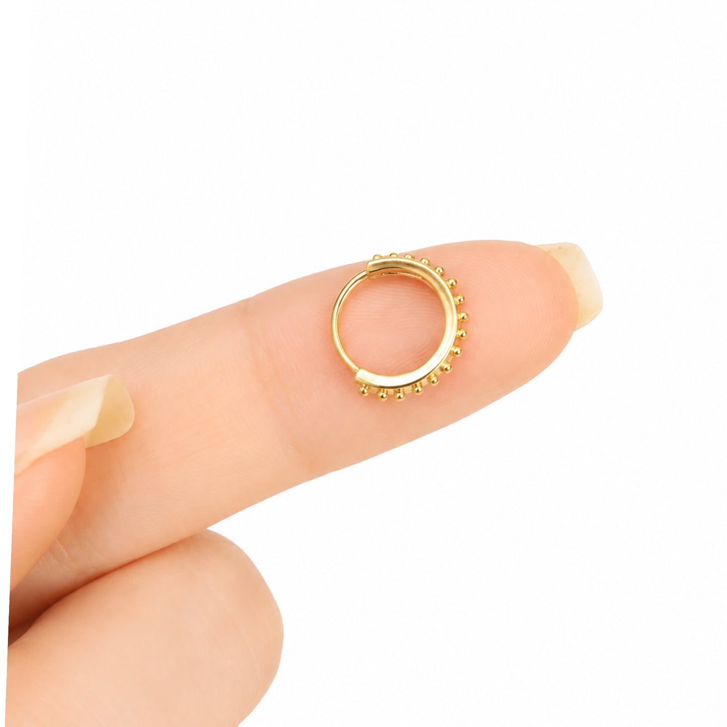 Gold CZ Fixed Hoop Nose Ring
