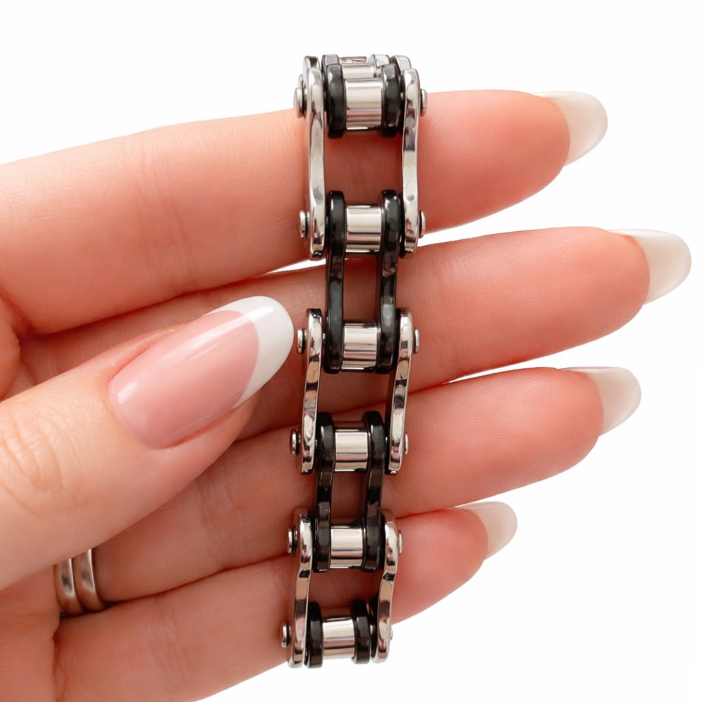 Stainless Steel Motorcycle Bike Chain Bracelet – 8.5” 12mm Biker Chain Jewelry