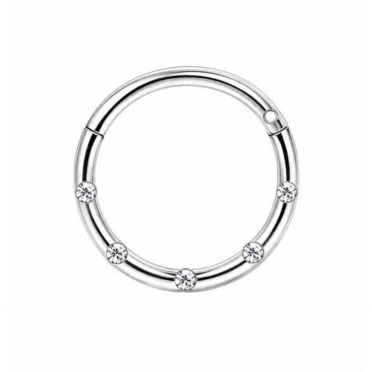 Clear CZ Clicker Hoop Ring